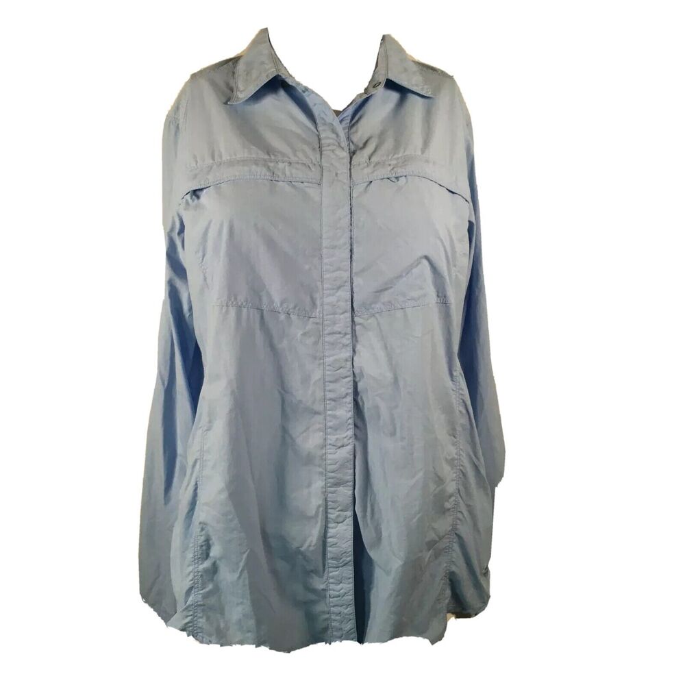 ExOfficio Shirt Womens Sz S Blue Insect Shield Long Sleeve Button Down